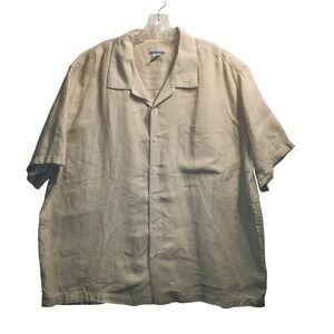 Breakwater Linen Shirt Camp Collar‎ Button Up Short Sleeve Menswear XL